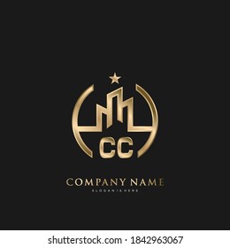 CC Initial Letter Real Estate Luxury house Logo Vector art for Business, Building, Architecture