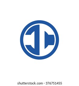 CC initial letters circle business logo blue
