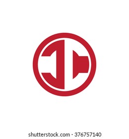 CC initial letters circle business logo red