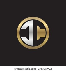 CC initial letters circle elegant logo golden silver black background