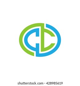 CC initial letters looping linked ellipse logo blue green