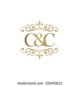 C&C Initial logo. Ornament ampersand monogram golden logo