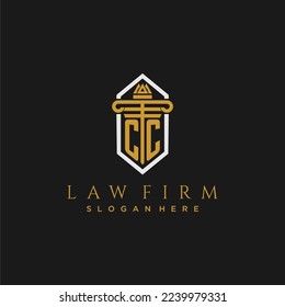 CC initial monogram logo for lawfirm with pillar in creative polygon design