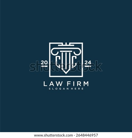 CC initial monogram logo for lawfirm with pillar design in creative square