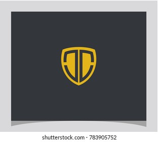 CC initial shield gold color icon letter logo vector