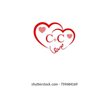 CC Initial wedding invitation, love logo template vector
