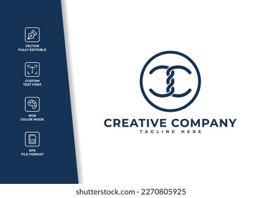 CC initials logo design simple modern concept. logo combination of the letters C and C are combined and form an interconnected rope. fully editable isolated eps 10.