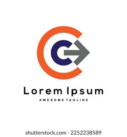 CC letter arrow shape logo design