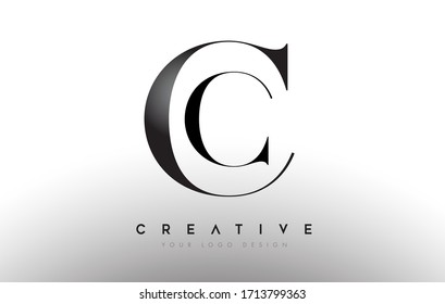 CC cc letter design logo logotype icon concept with serif font and classic elegant style look vector illustration.