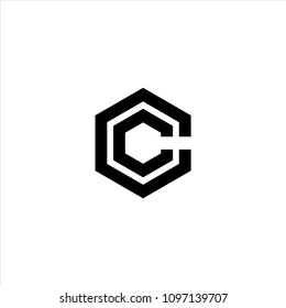 cc letter hexagon concept logo