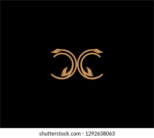 CC letter linear shape luxury flourishes ornament logotype