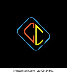 CC Letter Logo Design in schwarzen Farben. Illustration des Creative Modern Letters Vector Icon Logos.
