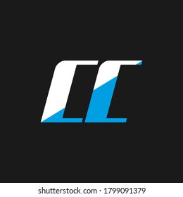 CC letter logo design on black background. CC creative initials letter logo concept. cc icon design. CC white and blue letter icon design on black background. C C