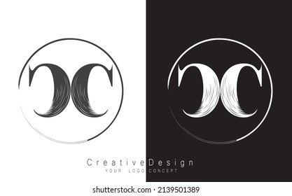 CC letter logo design template vector