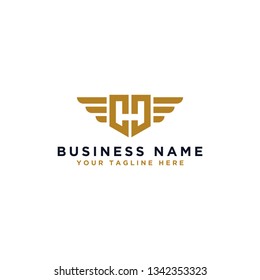 CC letter logo design, wing design vector elements. Linear style business logo design. - Vector