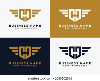 CC letter logo design, wing design vector elements.