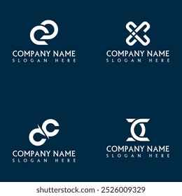 Design do conjunto de logotipos da letra CC