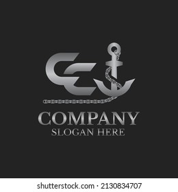 CC letter logo with ship anchor, this logo is suitable for all types of businesses related to ports, shipping, cruise ships or related companies.