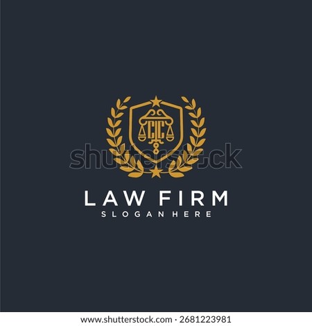 CC letter monogram logo for lawfirm with pillar and leaf image design