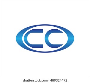 CC letter oval logo template. Abbreviations or initials business name