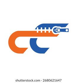 CC Cartas Cremallera Cremallera Logotipo abstracto Estilo moderno