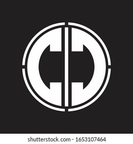 CC Logo initial with circle line cut design template