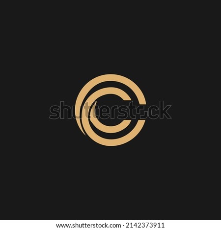 CC logo initial letter monogram with circle slice rounded design template isolated in black background
