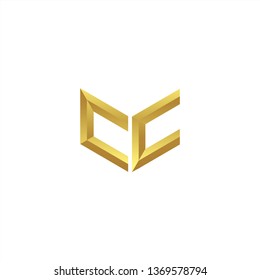 CC Logo letter initial 3d designs templete with gold colors