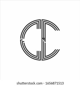 CC Logo monogram triple ribbon style line design template isolated on white background