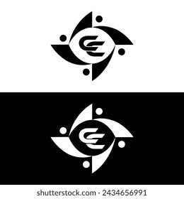 Logo de CC. Letra C blanca. Monograma inicial en mayúscula con círculo unido a C. Diseño de vector de logotipo de letra C. Diseño del logotipo de la letra C estilo cinco.
