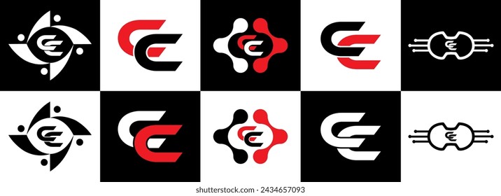 CC logo. White C letter. Initial C linked circle uppercase monogram. C letter logo vector design. C letter logo design five style.