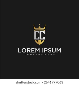 CC luxury letter monogram for crown and shield logo design