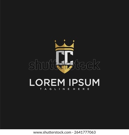 CC luxury letter monogram for crown and shield logo design