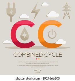 CC mean (Combined cycle) Energy acronyms ,letters and icons ,Vector illustration.
