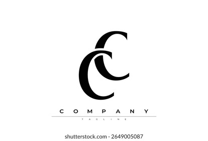 CC Modern Initials Logo Design. Logotipo de marca com iniciais estilizadas apresentando design arrojado e estética moderna. Ideal para profissionais de marca de negócios ou projetos criativos com foco em minimalista