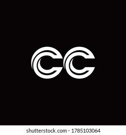 CC monogram logo with abstract line design template