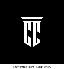 CC monogram logo with emblem style isolated on black background