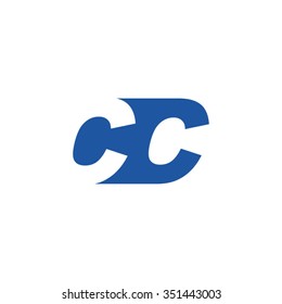 CC negative space letter logo blue