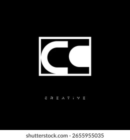 Monograma de espacio negativo CC: logotipo minimalista de marca de letras en blanco y negro para marca creativa, identidad de moda y conceptos de diseño modernos
