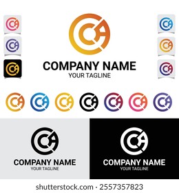 CCA, CAC, 3-Letter Initial Typography Modern Rounded Circle Style Vector Logo Design Template