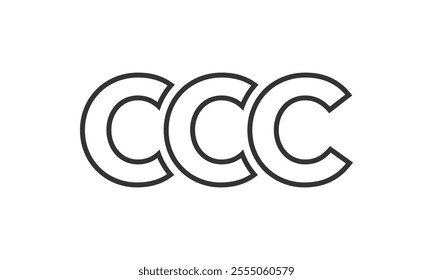 CCC logo design template with strong and modern bold text. Initial based vector logotype featuring simple and minimal typography. Trendy company identity ideal for businesses brand presence.