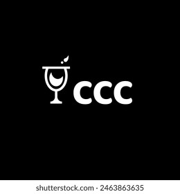 CCC Logo, CCC Letter logo, CCC Logo with wine glass icon. CCC initial logo for business.