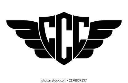 CCC three-letter wings iconic logo design vector template, monogram, abstract, wordmark, letter mark, business, typography, flat, minimalist, brand, initial letter logo, symbol, geometric,  isolated