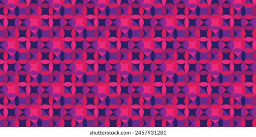 Nahtloses Kreismuster mit geometrischer Blumenfarbe Rosa und Lila
