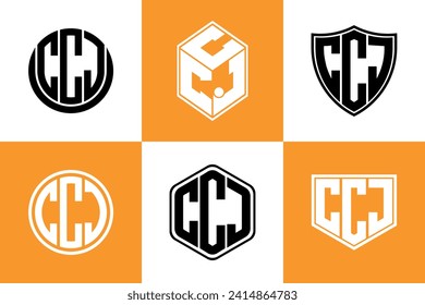 CCJ initial letter geometric shape icon logo design vector. monogram, lettermark, circle, polygon, shield, symbol, emblem, elegant, abstract, wordmark, sign, art, typography, icon, geometric, shape