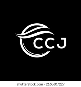 Logo-Design des CCJ-Briefes auf schwarzem Hintergrund. Logo-Konzept des kreativen Kreativkreisbriefes von CCJ. CCJ-Briefdesign.
