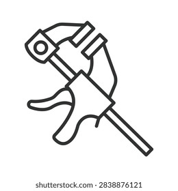 C-clamp, icon in line design. C clamp, G clamp, clamping tool, workshop clamping, woodworking clamp, metal clamp, holding tool on white background vector. C-clamp editable stroke icon.