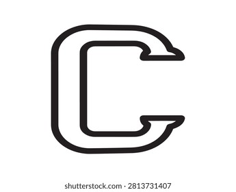 C-clamp icon. Metal tool line art illustration. Industrial hardware sign.