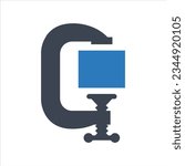 C-clamp icon on white background