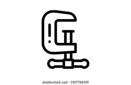 C-clamp icon vector, filled flat sign, outline pictogram isolated on white. Symbol, logo illustration. Pixel perfect